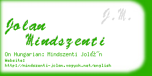 jolan mindszenti business card